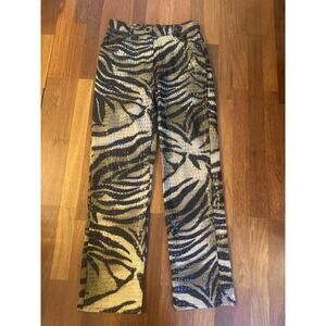Vintage Selene Sport Animal Print Pants Tiger Crocodile Black Brown Y2K Size 8